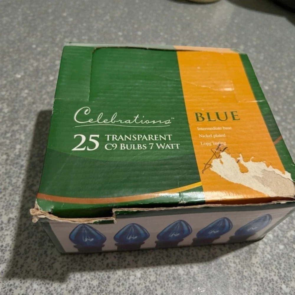 Celebrations 18C9 Blue Red Green Transparent Intermediate Base‎ Bulbs 7 watt